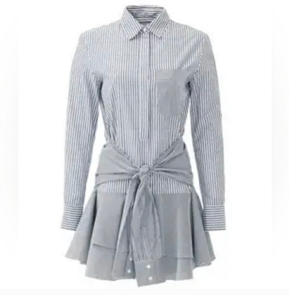 10 Crosby Derek Lam blue and White Striped shirt Dress